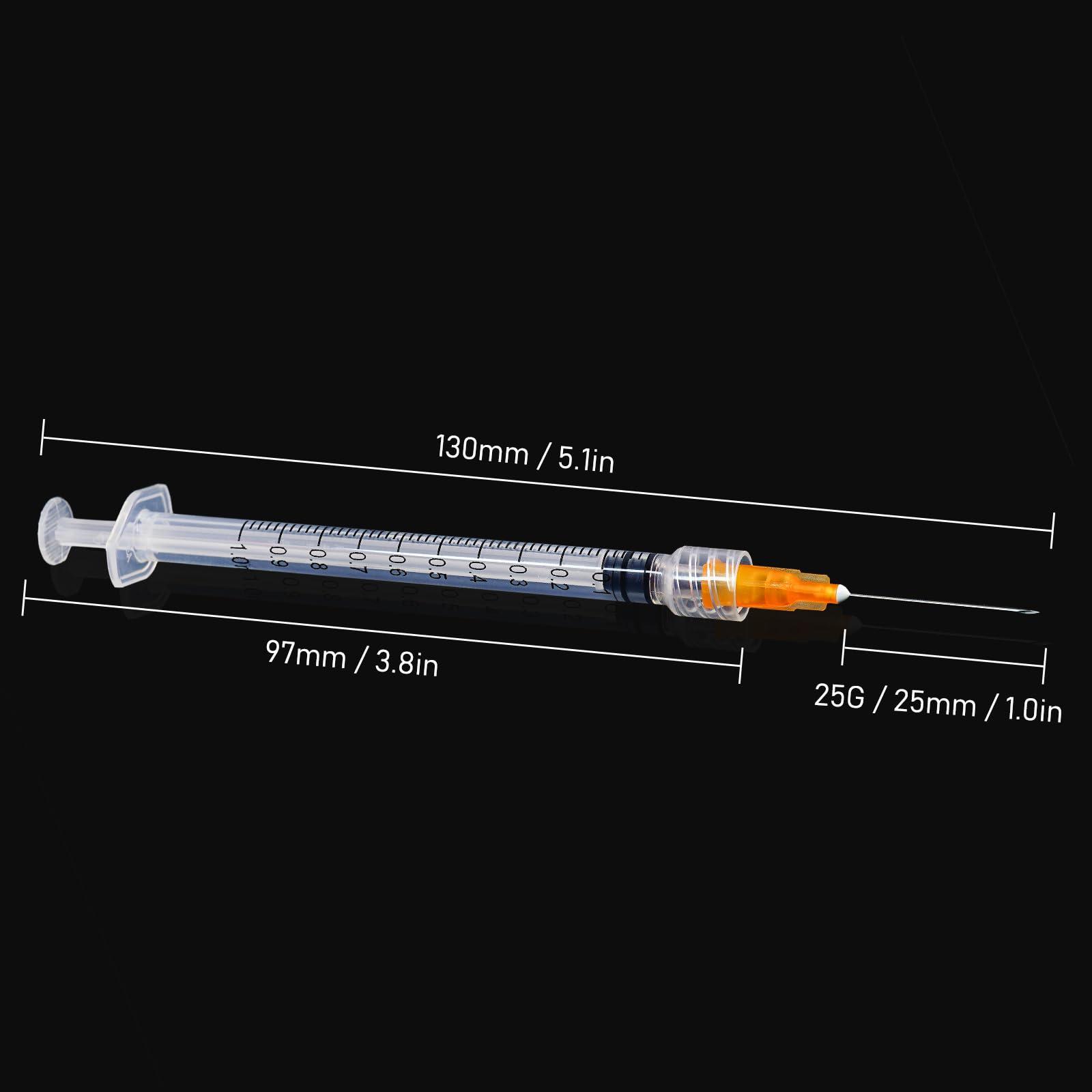 Disposable 1ml syringe with 25G 1inch Lab Supplies, Individually Packaged 50Pack - Image 5