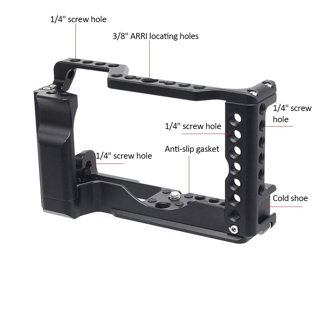 Easy Hood Camera Cage for Canon EOS M6 Mark II Mirrorless Digital Camera, Vlogging Video Shooting Filmmaking Rig Stabilizer with Cold Shoe 1/4" Thread Holes & 3/8" Locating Hole - Image 3