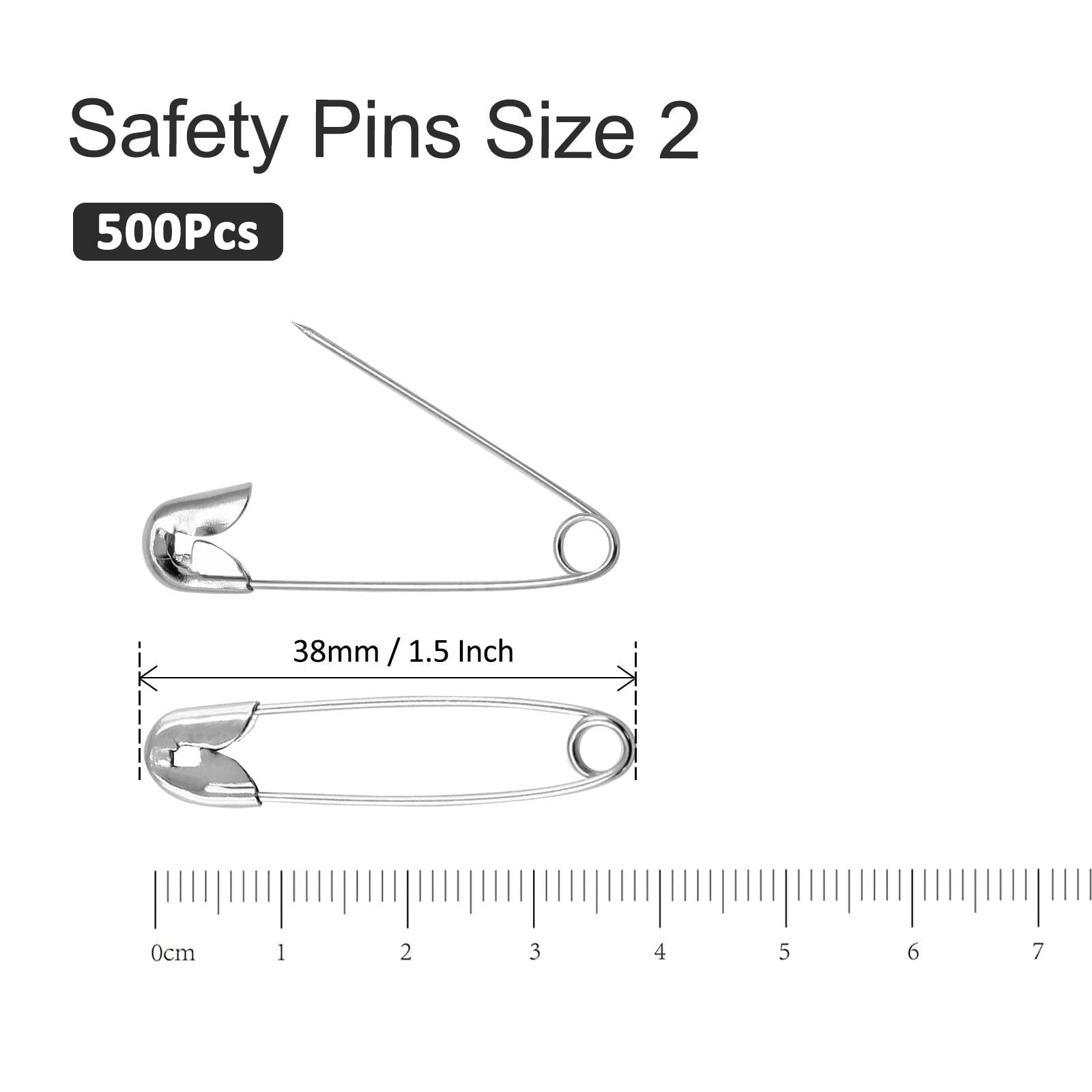 Qjaiune 500 PCS 38mm / 1.5 Inch Heavy Duty Quilting Safety Pins, Medium Silver Metal Sewing Pins for DIY Crafts Jewelry Making Baby Clothing (Nickel Plated)": " - Image 2