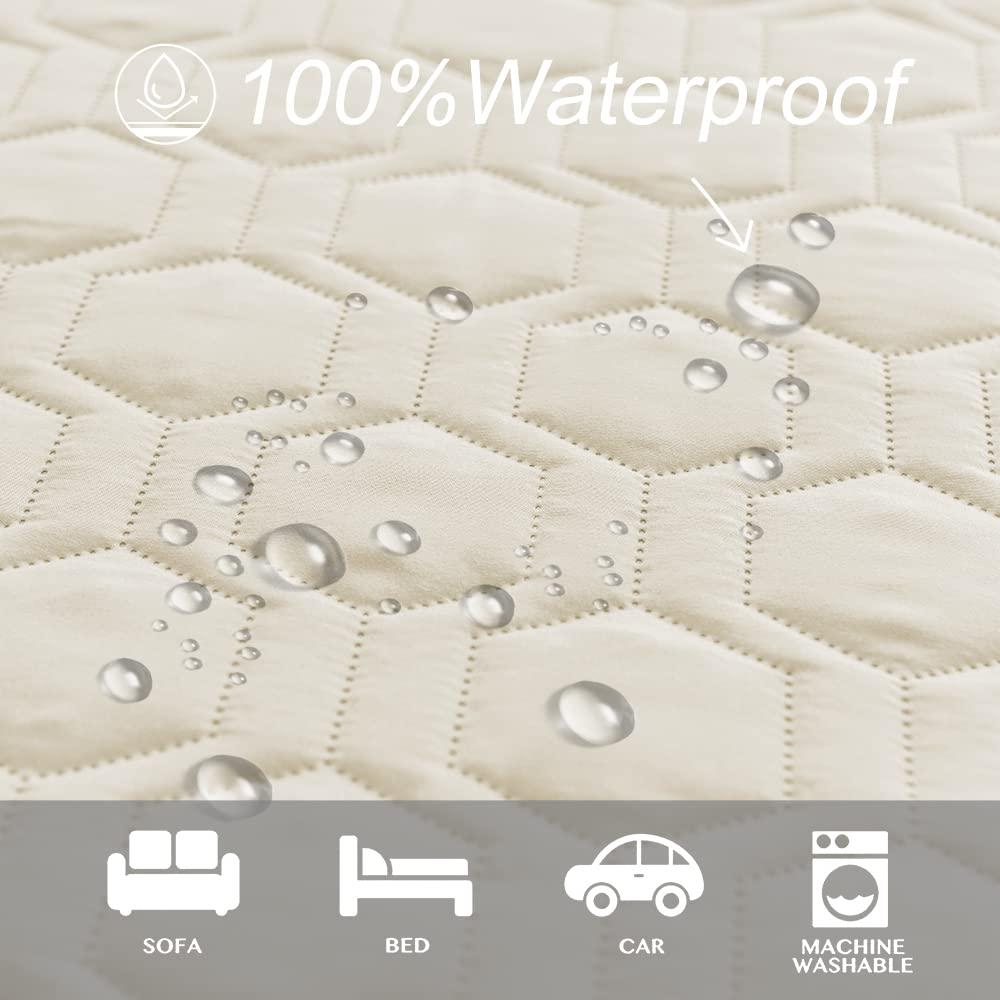 Tcksstex Waterproof and Anti-Slip Dog Bed Cover and Pet Blanket Sofa Pet Bed Mat ，car Incontinence Mattress Protectors Furniture Couch Cover for Most Cats Dogs, Pets（52x82-Ivory） - Image 2