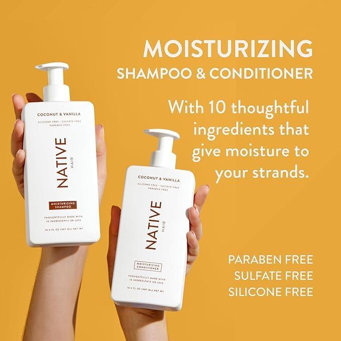 Native Coconut & Vanilla Shampoo and Conditioner Contain Naturally Derived Ingredients | All Hair Types, Color & Treated, Fine to Dry Damaged, Sulfate & Dye Free - 2-Pack - Image 2