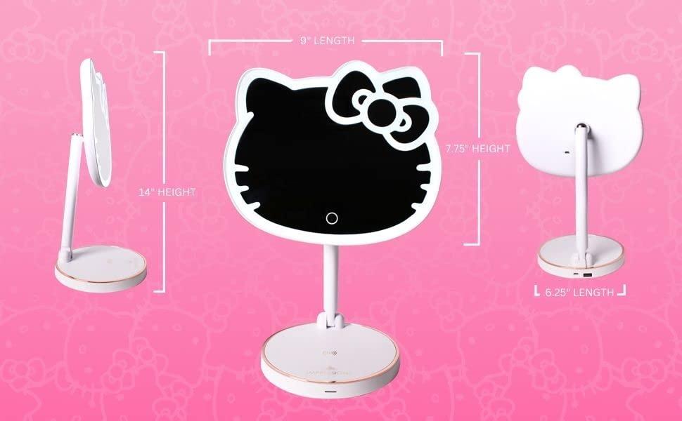 Impressions Vanity Hello Kitty Tabletop Mount LED Rechargeable Makeup Mirror with 360 Degree Rotation, Touch Sensor Desk Mirror with Light Strip and Adjustable Brightness - Image 7