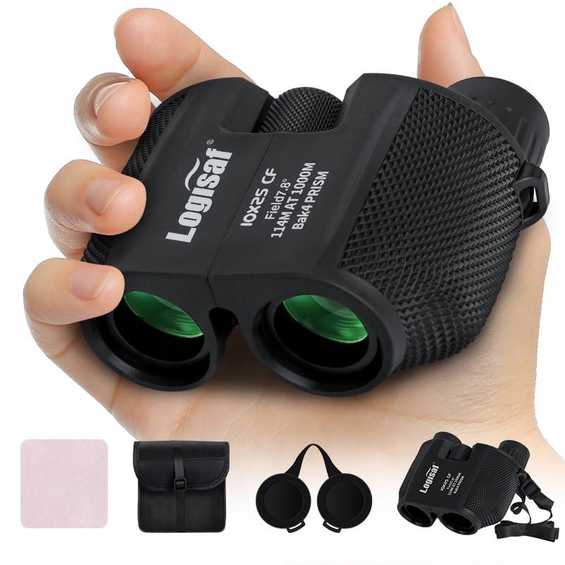 Logisaf Binoculars for Adults and Kids, 10x25 Small Compact Binoculars with Low Light Vision, Easy Focus Hunting for Bird Watching, Waterproof, Hiking Essentials & Travel Companion