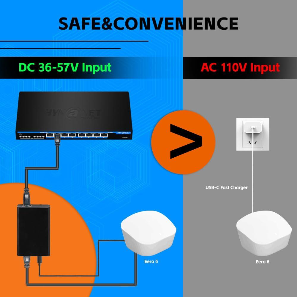 60W Gigabit PoE++ Splitter IEEE802.3bt to USB-C Power Adapter Output 5V/9V/12V/15V/20V for Raspberry Pi 4,Eero,Laptop,Google Mesh,Phone,Tablets,Google Pixel - Image 4