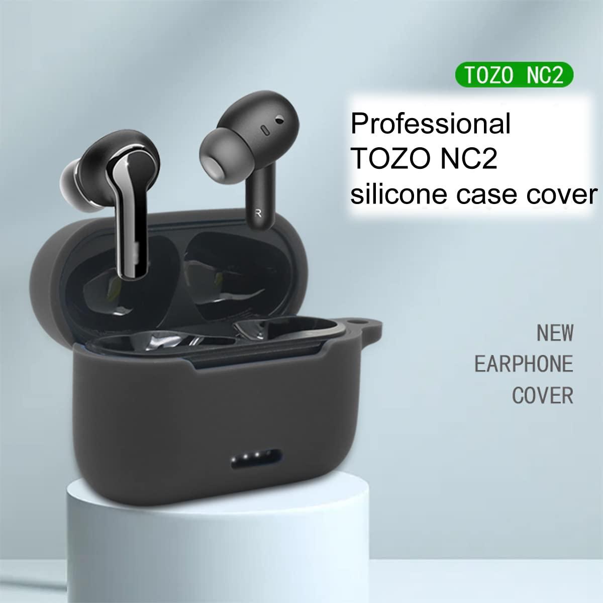 Claiol Silicone Case for TOZO NC2, Premium Shockproof Protective Case Cover with Keychain. (Black) - Image 2