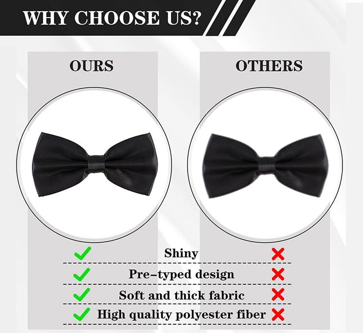 vivinin 2PCS Bow Ties for Men, Adjustable Black Bow Tie, Classic Bow Tie for Weddings, Banquets, Bands, Graduations, Christmas, Celebrations and Any Other Formal Occasions - Image 4