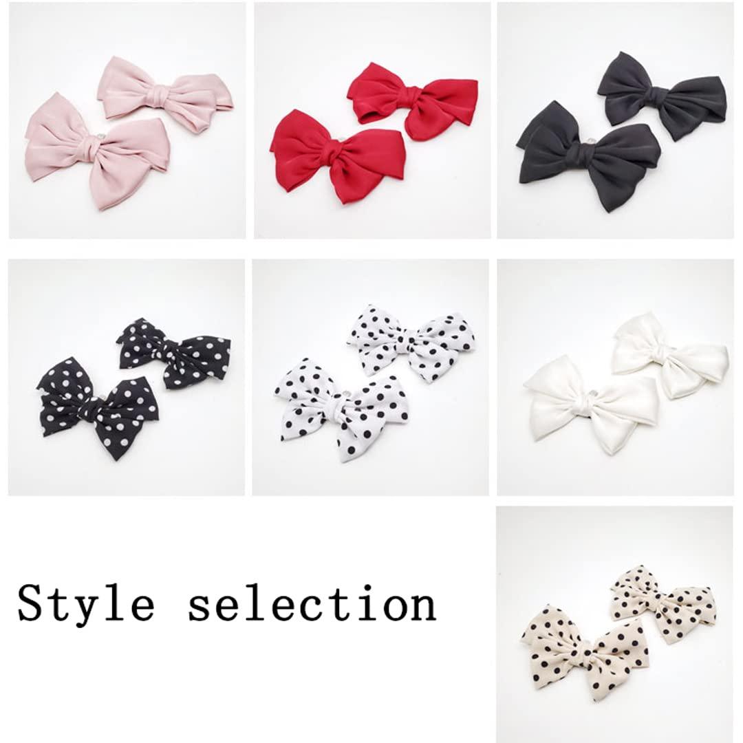 Tsangbaby Satin Bow Shoe Clips - Dots Solid Color Removable Elegant Wedding Party Shoe Buckle Bag Clothing Hair Accessories for Women Girls 2 Pcs - Image 2