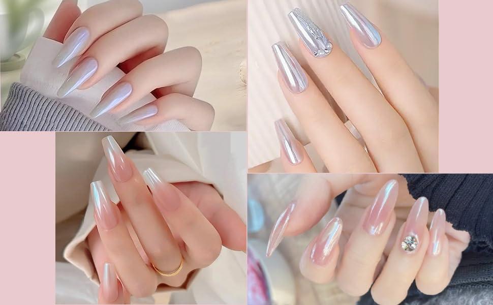 Artdone White Pearl Chrome Nail Powder,Iridescent Aurora Powder Metallic Mirror Effect Pigment Pearlescent Mermaid Pigment Pearl Glitter Dust Kit,Nail Art Decoration, Resin Craft - Image 4