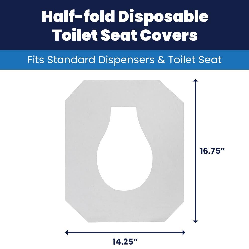 Hospeco Flushable Toilet Seat Covers - 1000 Pcs, 4 Packs of 250 - Disposable Paper Discreet Seats for Commercial Wall Dispenser, 16.75 x 14.25 Half-Fold, White - Image 4