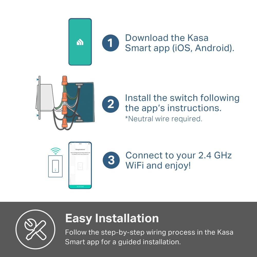 Kasa Smart Switch 2-Gang HS200-2, Single Pole,Neutral Wire Required, 2.4GHz Wi-Fi Light Switch Compatible with Alexa and Google Home, UL Certified, No Hub Required, White - Image 6