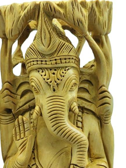 Kadam Kala Hand Carved Wooden Lakshmi Ganesh Idol Set, Handcrafted Hindu God & Goddess Statues for Worship, Home Temple, Spiritual Decor, Traditional Indian Murti, Office Desk Decorative Showpiece - Image 2