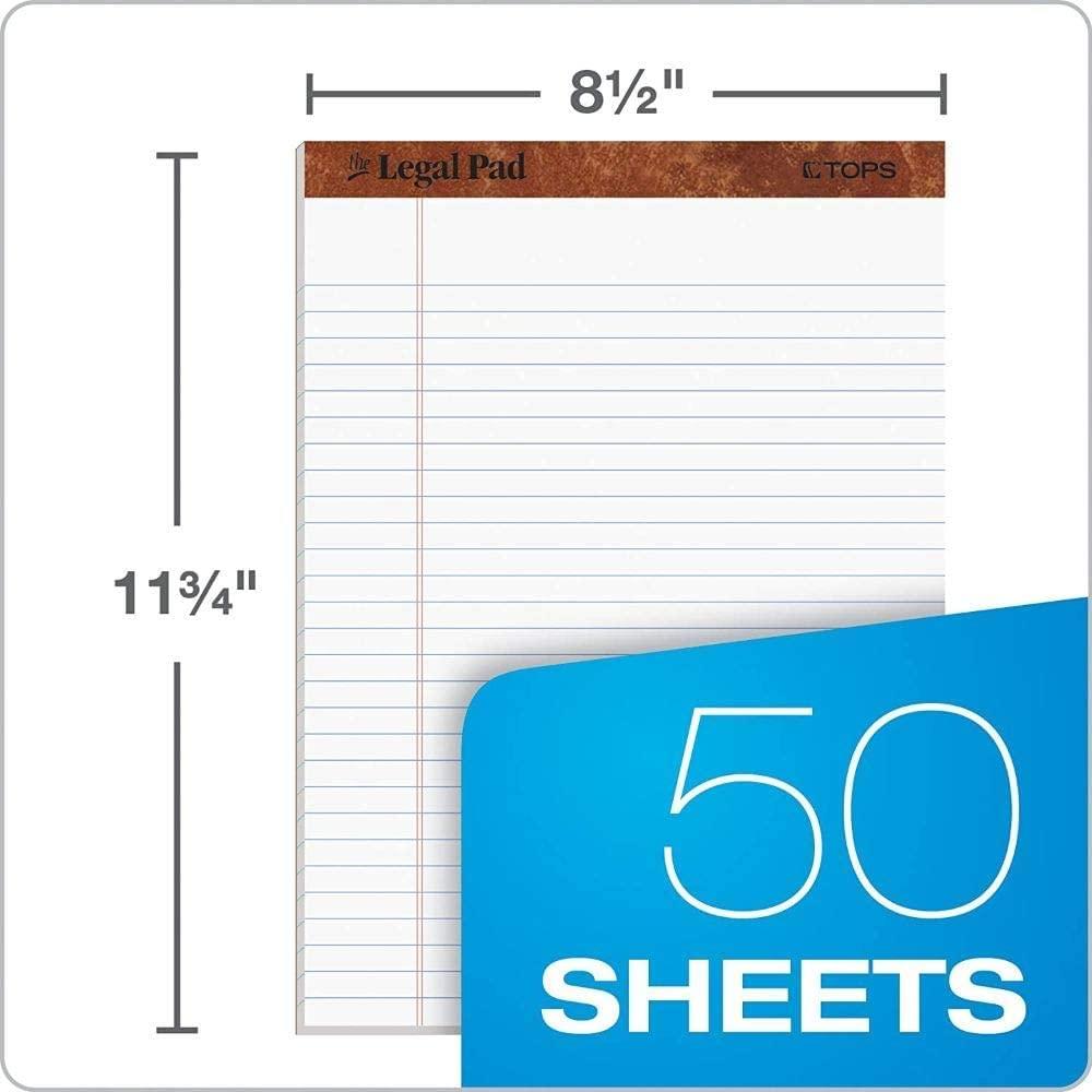 TOPS 8.5 x 11 3/4 Legal Pads, 12 Pack, The Legal Pad Brand, Wide Ruled, White Paper, 50 Sheets Per Writing Pad, Made in the USA (7533) - Image 2