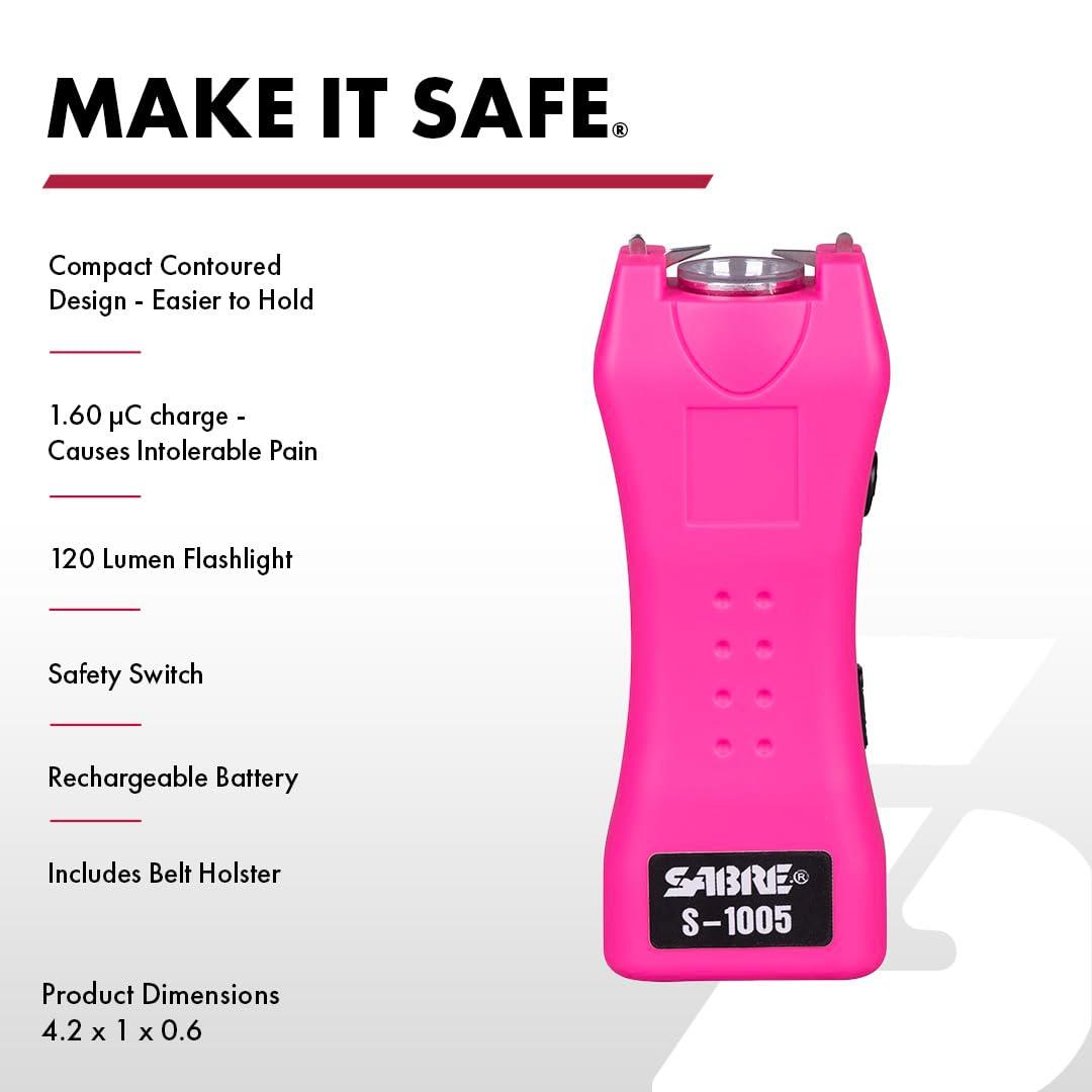 SABRE Pepper Spray & 2-in-1 Stun Gun with Flashlight, Self Defense Kit, Fast Flip Top Safety, Finger Grip for Better & Faster Aim, Painful 1.60 µC Charge, 120 Lumen LED Light, Rechargeable, 0.54 fl oz - Image 3