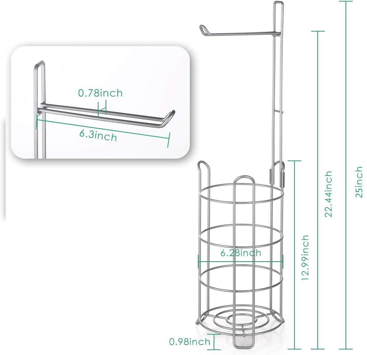 TomCare Toilet Paper Holder Toilet Paper Stand Free-Standing Toilet Tissue Paper Roll Bathroom Storage Shelf and Dispenser for 3 Spare Rolls Metal Wire Bathroom Accessories Storage Organizer - Image 2