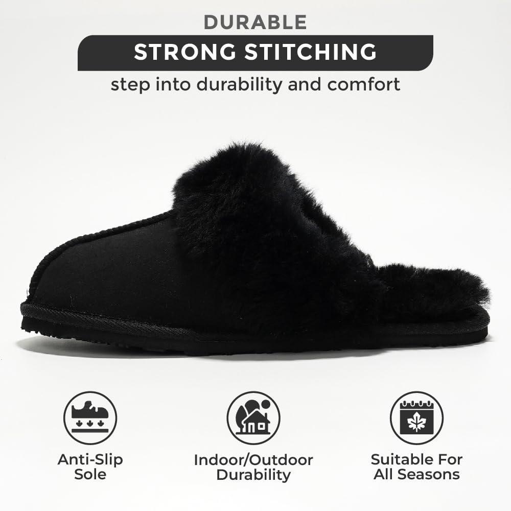 Project Cloud 100% Australian Sheepskin Scuff Slippers for Women - Genuine Shearling Memory Foam Slides for Women - Non-Slip Womens Slippers (Lynsey) (Lynsey) - Image 3