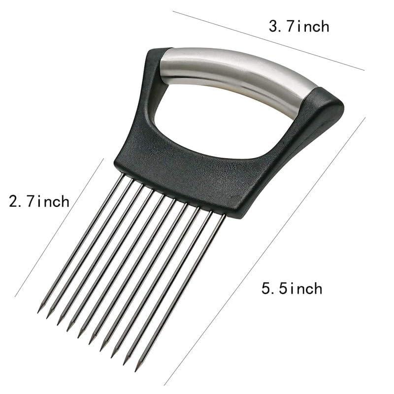 Stainless Steel Onion Slice Holder, Lemon Slicer Vegetable Cutter, Chopper Slicing Assistant Tool for Meat, Onion, Potato, Tomato Home Kitchen Tools (1 PCS) - Image 3