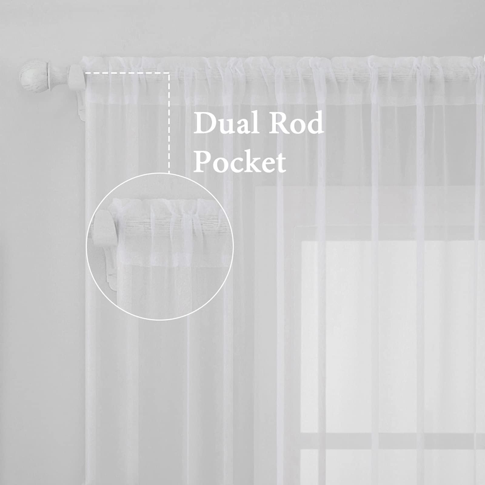MIULEE 2 Panels Solid Color White Sheer Window Curtains Elegant Window Voile Panels/Drapes/Treatment for Bedroom Living Room (54 X 84 Inches White) - Image 2