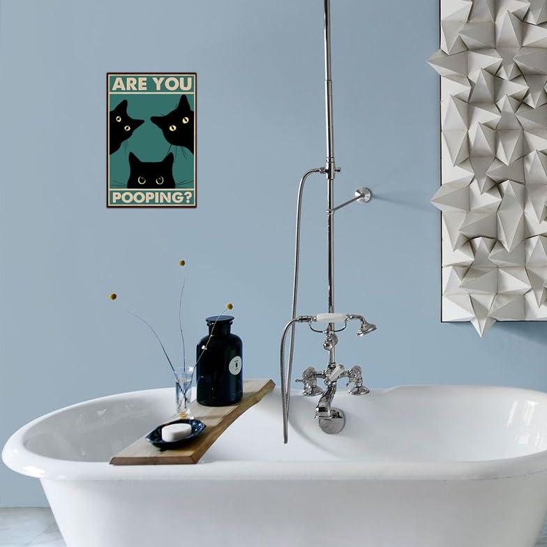 Funny Black Cat Wall Art - "Are You Pooping?" Vintage Bathroom Decor Poster - Retro Gothic Home Decor for Apartment or House, 8 x 12 Inch (918) - Image 5