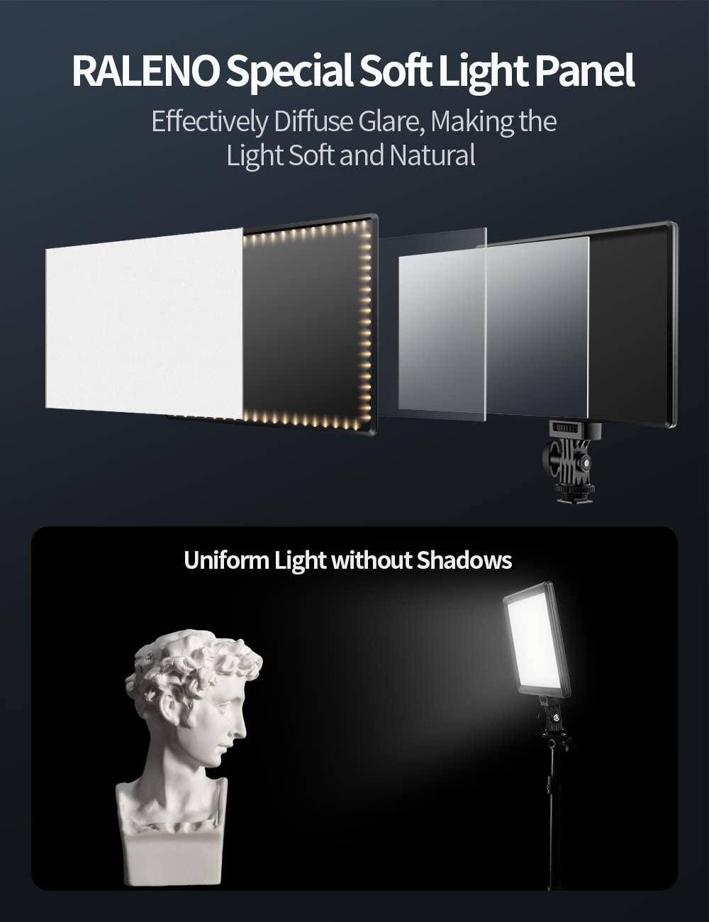 RALENO LED Video Light, Camera Light for Pictures Video Recording with 4000mAh Battery Support Type-C USB Power Supply, CRI>95 3200K-5600K Photo Lights for Outdoor Photography Live Streaming Zoom Call - Image 2