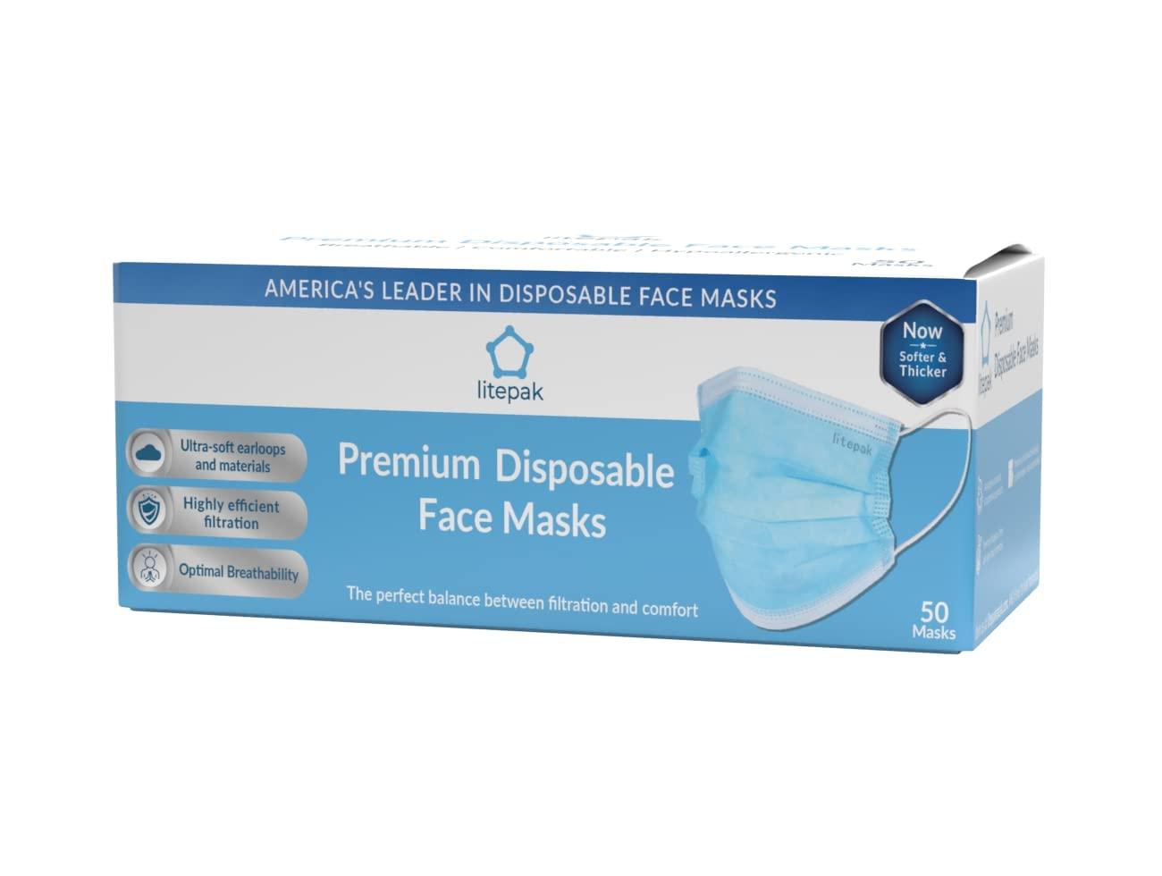 Litepak 2000pcs Disposable Face Masks Black 3-Ply Adult Mask Nose Wire Protection - Breathable Protective Face Covering - Image 4