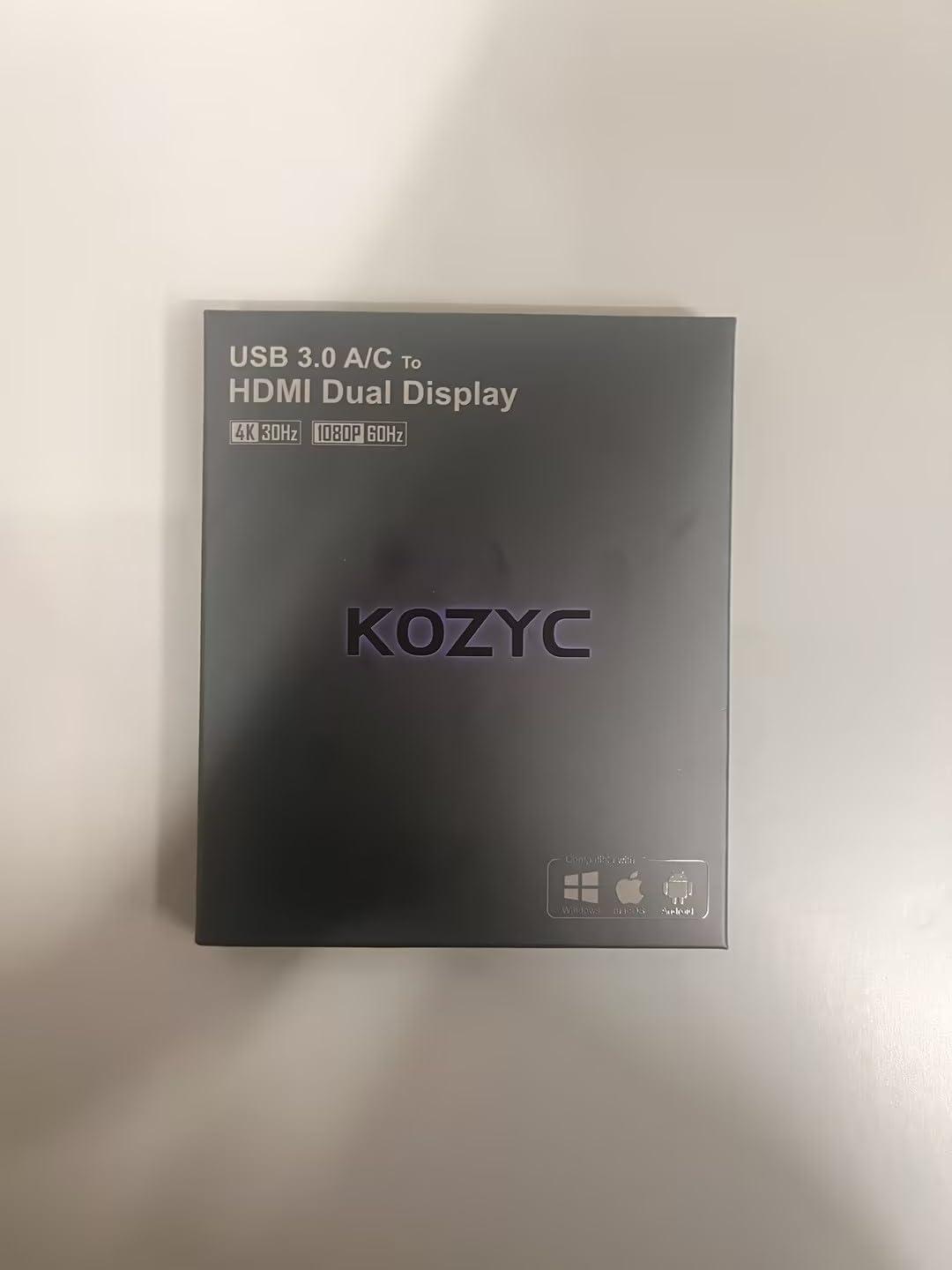 KOZYC USB 3.0 to HDMI Splitter Extended Display Dual Monitors, USB 3.0-A/C to Dual HDMI Adapter 4K@30Hz+1080p@60Hz Compatible MacBook/MacBook Pro Air Dell (MST Support MacOS/Windows) - Image 8