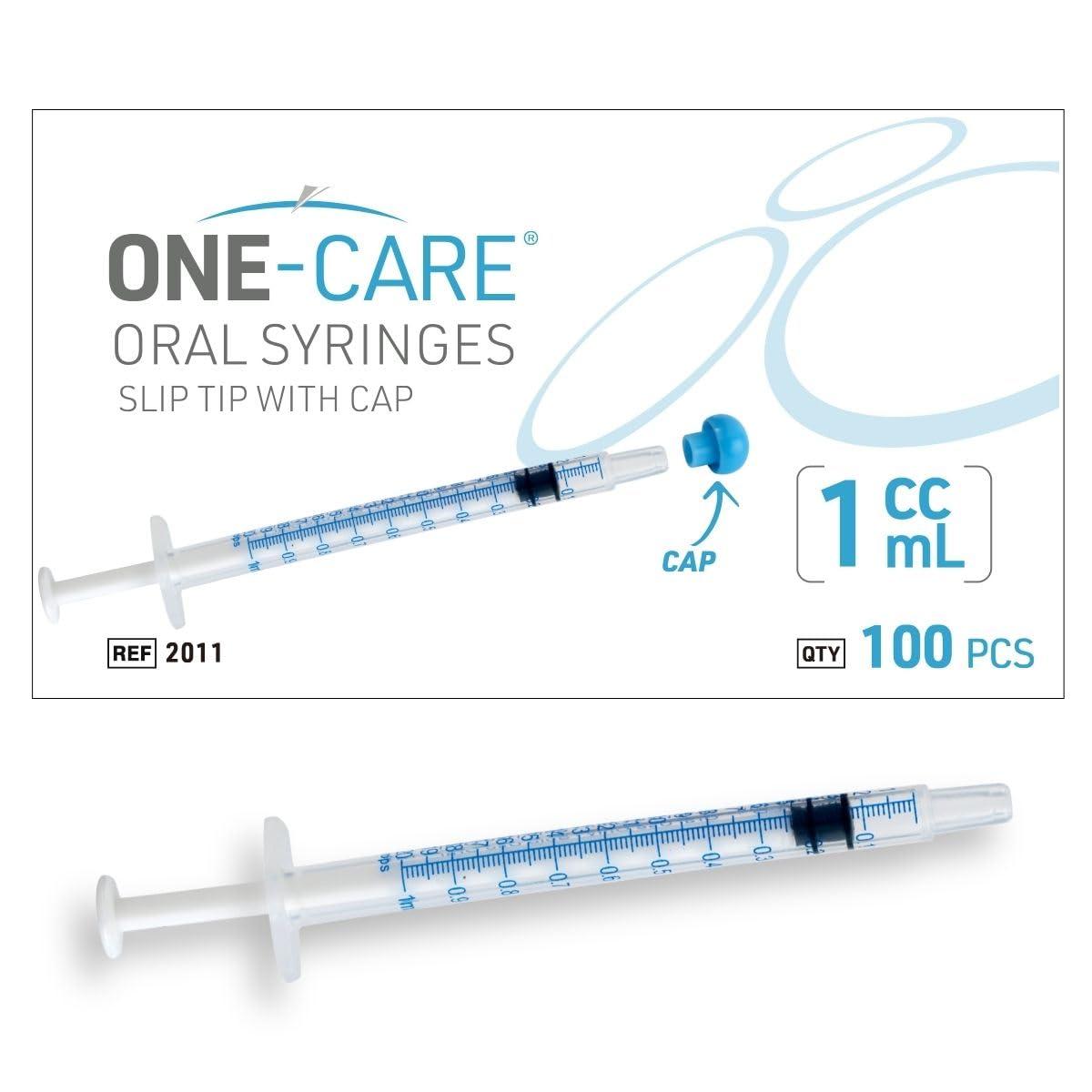 ONE-CARE 1ml Oral Syringe with Cap - Sterile, Individually Wrapped - 100 Dispensers, Slip Tip, Uses include oral administration of medicine for infants, adults and animals - Image 7