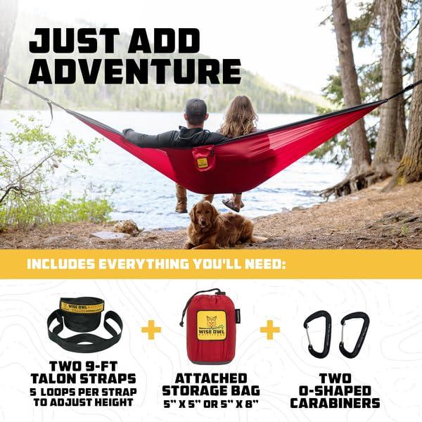 Wise Owl Outfitters Hammock for Camping Hammocks Gear for The Outdoors Backpacking Survival or Travel - Portable Lightweight Parachute Nylon - Up to 500lbs - Image 4