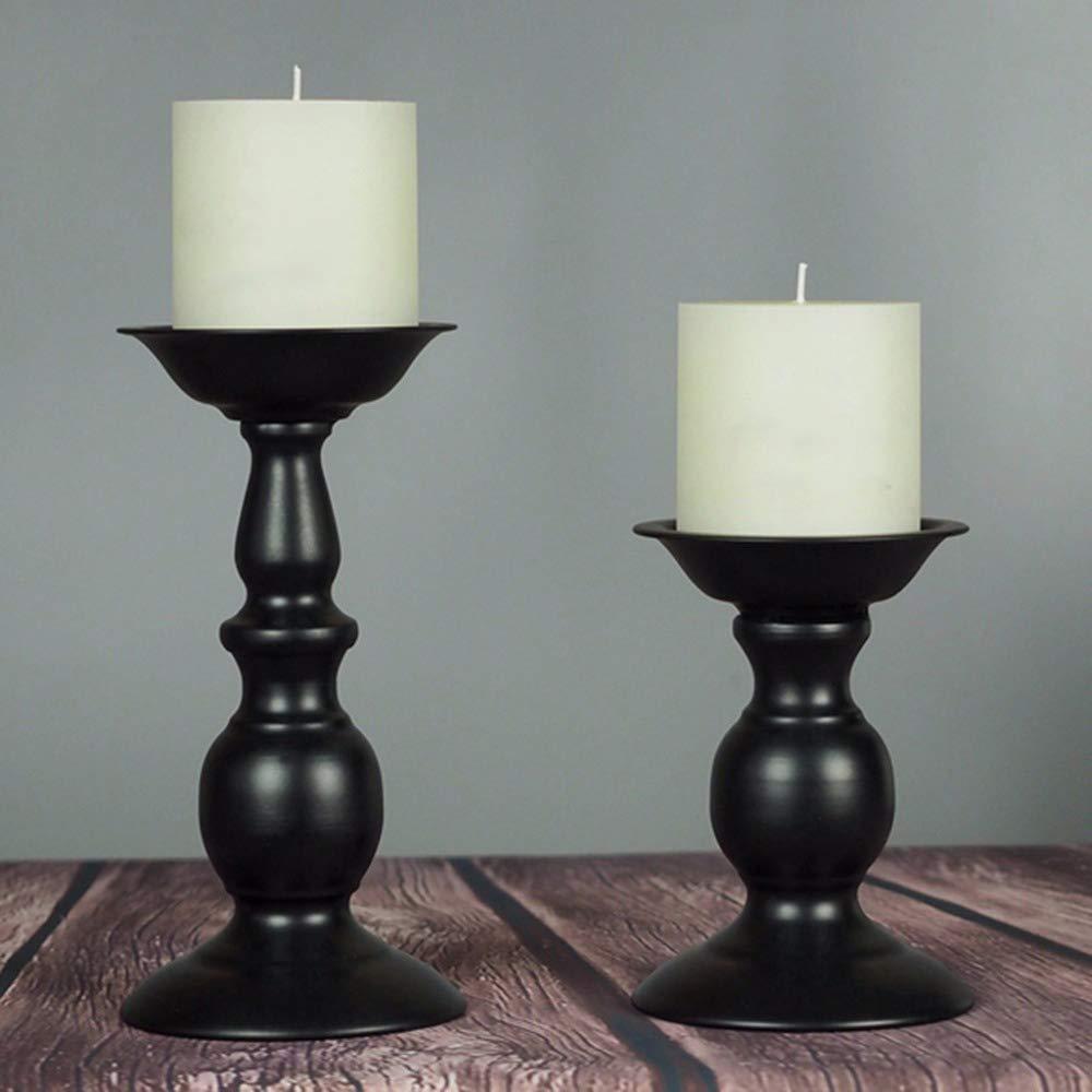 Black Metal Pillar Candle Holders Set of 2, Decorative Candlestick Candle Holders Stand, Decorations Home Décor Gifts for Bedroom Livingroom Wedding - Image 5