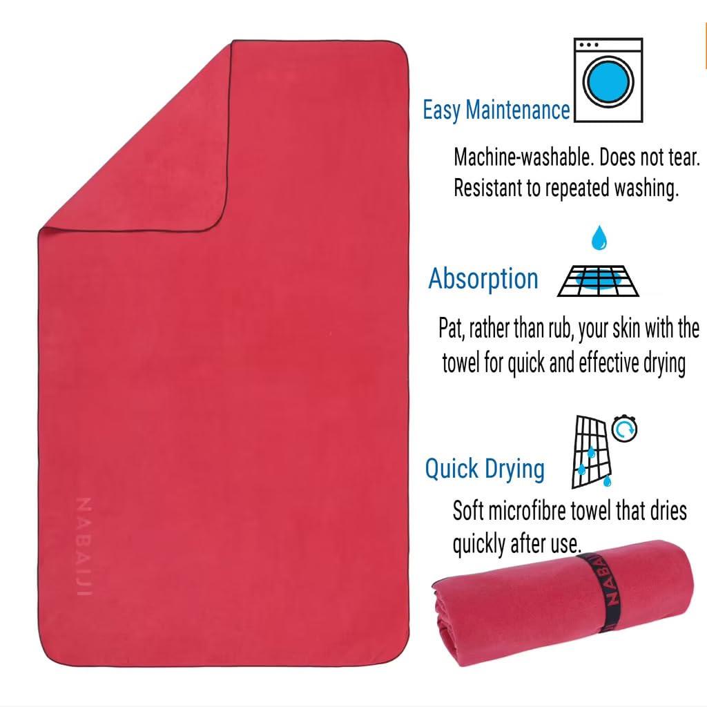 Nabaiji Microfiber Towel Size L 80 X 130 cm - Burgundy - Image 3