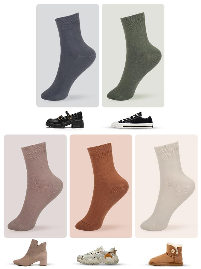 FGZ Women Thin Cotton Socks, Soft Cotton Bootie Socks Women Above Ankle Crew Socks 5-10 Pairs - Image 5
