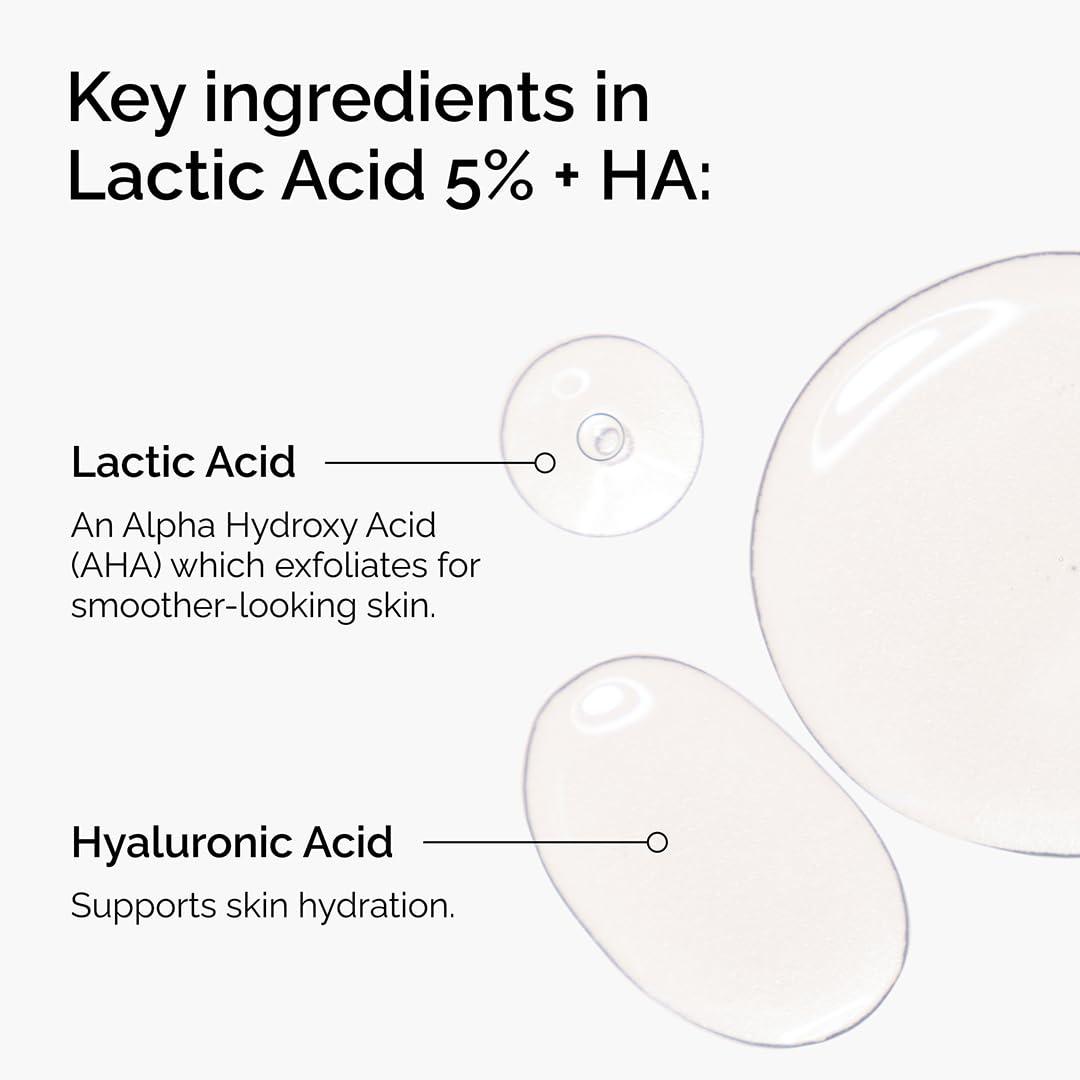 The Ordinary Lactic Acid 5% + Hyaluronic Acid 2%, Gentle Exfoliating Serum for Smoother Skin - Image 2