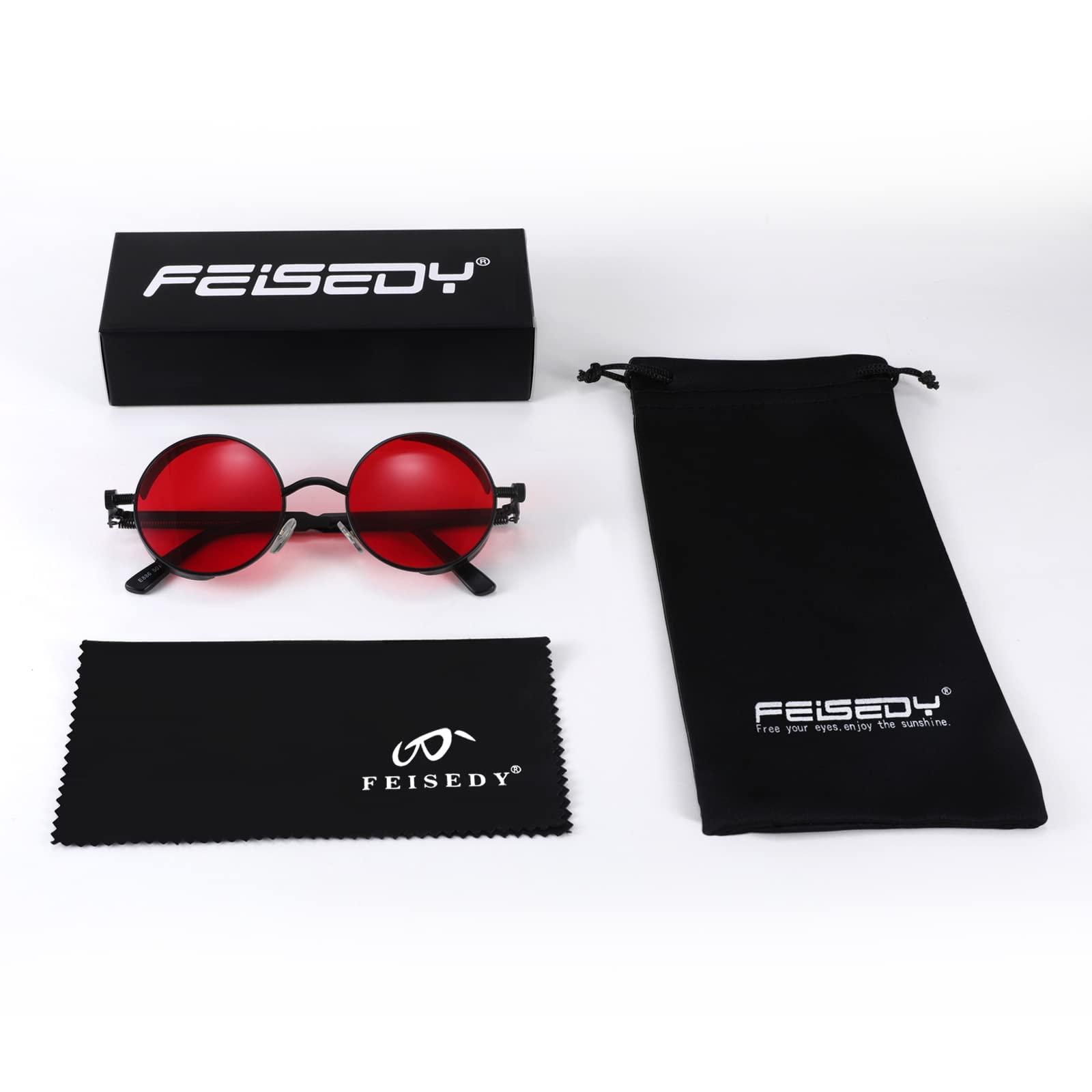 FEISEDY Retro Gothic Steampunk Sunglasses Round Metal Frame Punk Circle Inspired Shade Men B1857 - Image 6