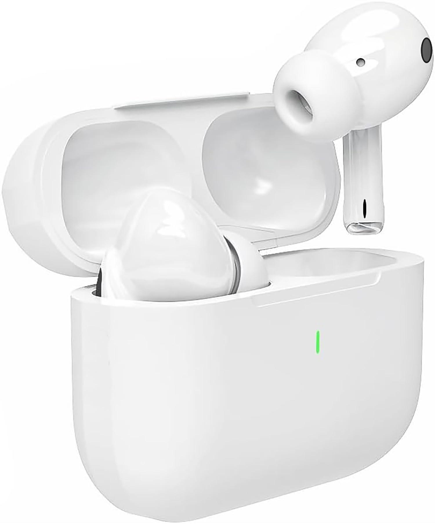 EOQIFJM True Wireless Earbuds Bluetooth 5.3 Mic Noise Cancelling IPX7 Waterproof Hi-Fi Stereo Sound Long Battery 40H Playtime Auto Pairing for iPhone Headphones pro,White