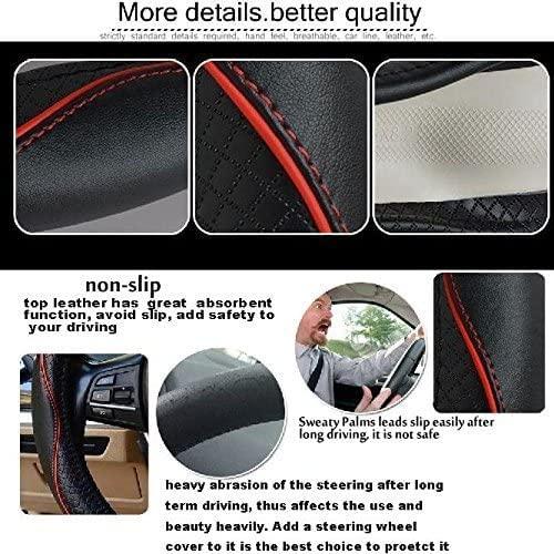 Car Steering Wheel Cover, Anti-Slip, Safety, Soft, Breathable, Heavy Duty, Thick, Full Surround, Sports Style (Black with Red line) - Image 3