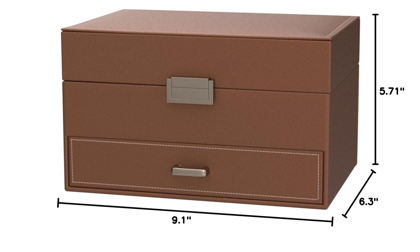 Dajasan Jewelry Organizer Box, Jewelry Box Organizer for Women Girls, 3 Layers Large Jewelry Storage Case for Earring, Rings, Necklaces Bracelets, Watch (Rose Gold) - Image 2