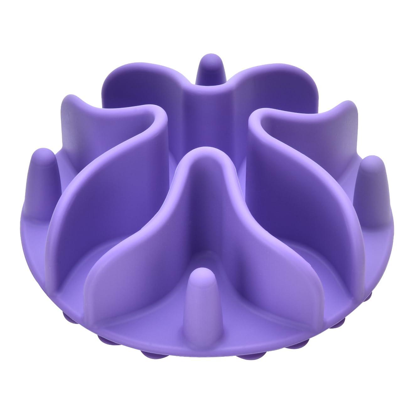 Slow Feeder Dog Bowls Insert, Silicone Slow Feeder Bowl with Strong Suction Cups Perfect for Stainless Steel Glass Ceramic Dog Bowls (Purple, Small Size)