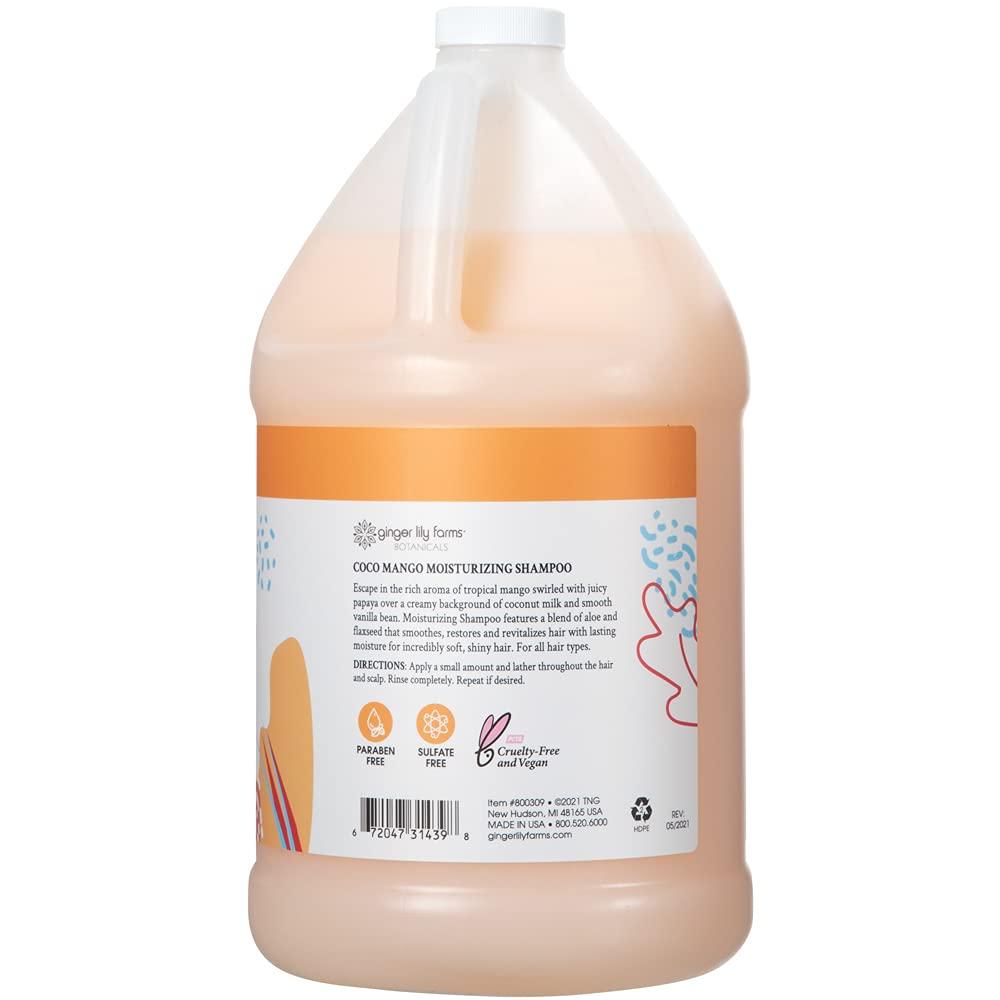 Ginger Lily Farms Botanicals Moisturizing Shampoo for All Hair Types, Coco Mango, 100% Vegan & Cruelty-Free, Coconut Mango Scent, 1 Gallon (128 fl oz) Refill - Image 2