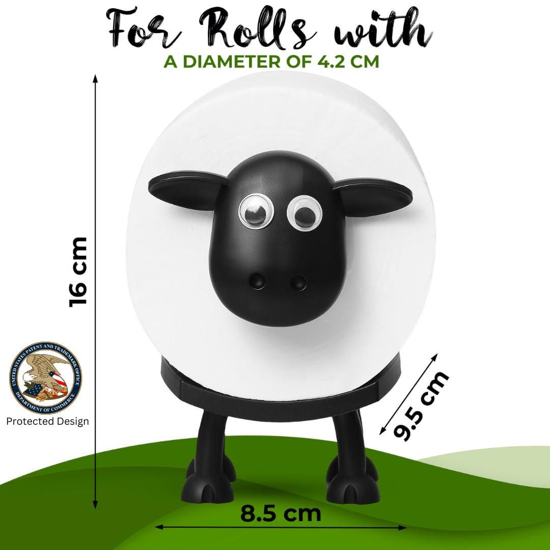 VELENTI Sheep Toilet Roll Holder - Funny Toilet Paper Holder Free Standing Bathroom Set - 3D Printed Black Sheep Loo Roll Holder - Hilarious Tissue Paper Roll Storage - Cute Bathroom Decor - Set of 3 - Image 3