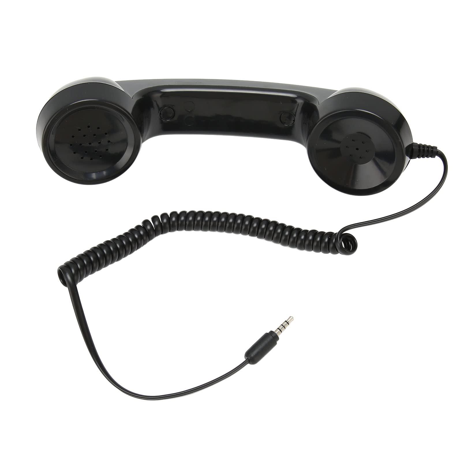 Retro Phone Handset, Radiation Proof Handheld Cell Phone Receiver, Handheld Receiver with Volume Controlfor Mobile Phones for Smartphones and PC with 3.5mm Headphone Jack (Black) - Image 4