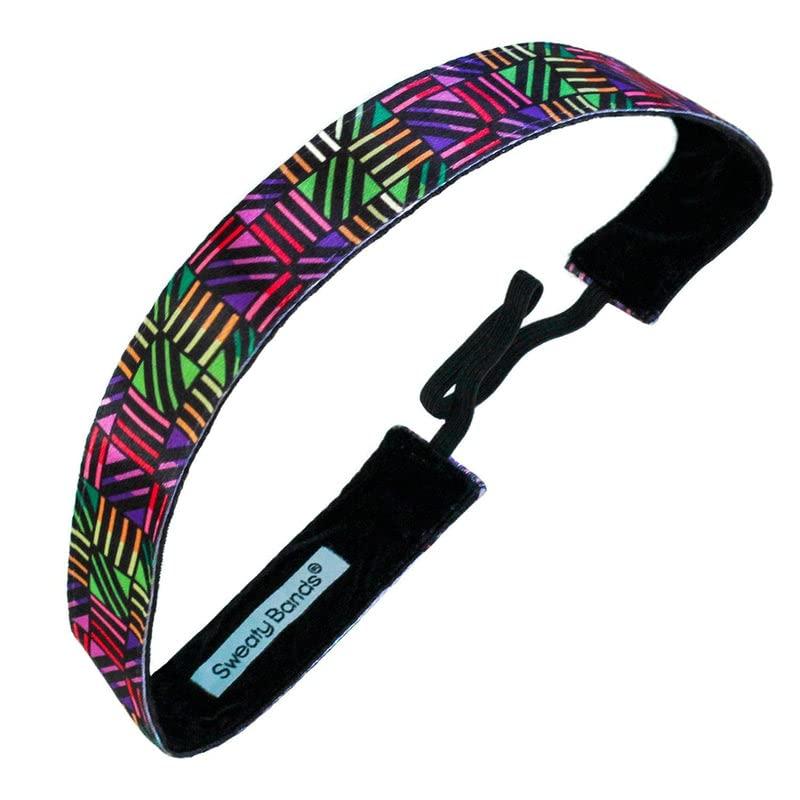 Sweaty Bands Womens Girls Headband - Non-Slip Velvet-Lined Workout Hairband - Don't Box Me In Pink 1-Inch