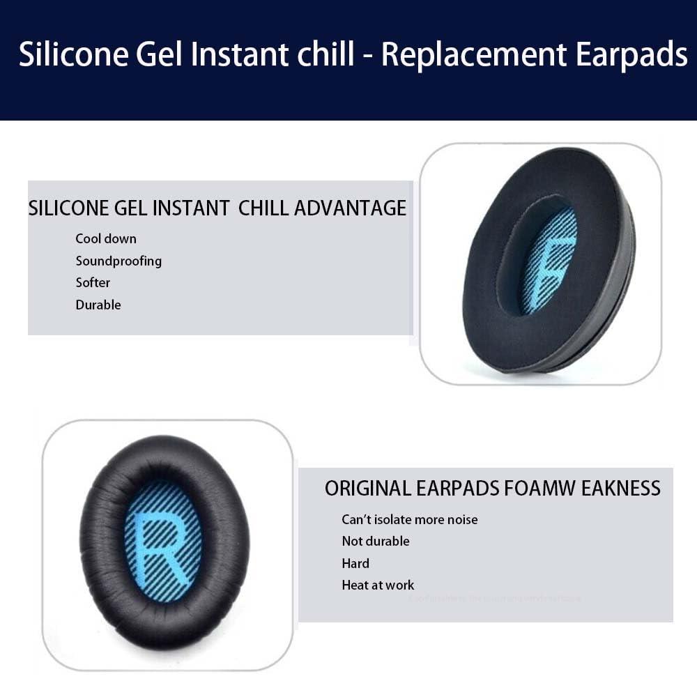 Cooling-Gel Bose QC35 Replacement Ear Pads,Earpads for Bose QuietComfort 35 (QC35) & Quiet Comfort 35 II (QC35 ii) Headphones, Noise Isolation Foam, Added Thickness Ear Pads Cushions (Black) - Image 3