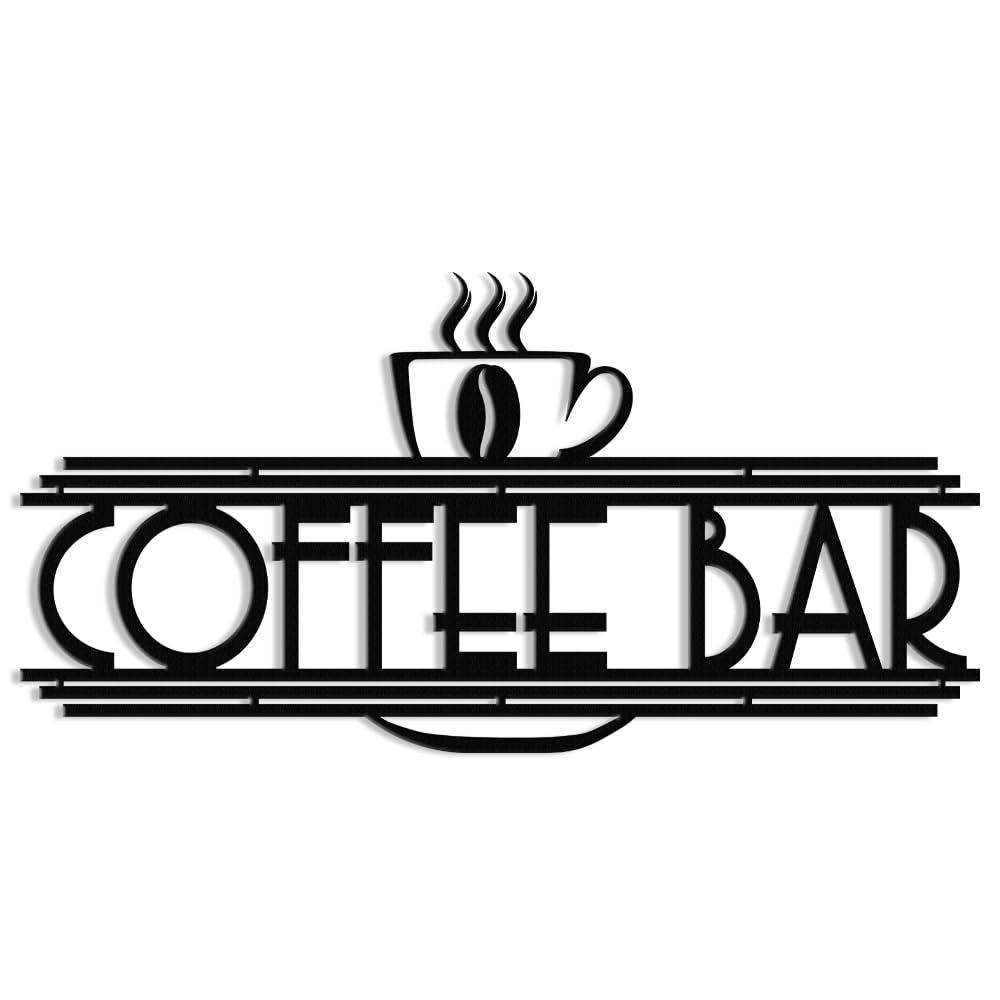 XORT Metal Wall Decor - Coffee & Tea Bar Wall Art (Black - 16 x 8 inch)