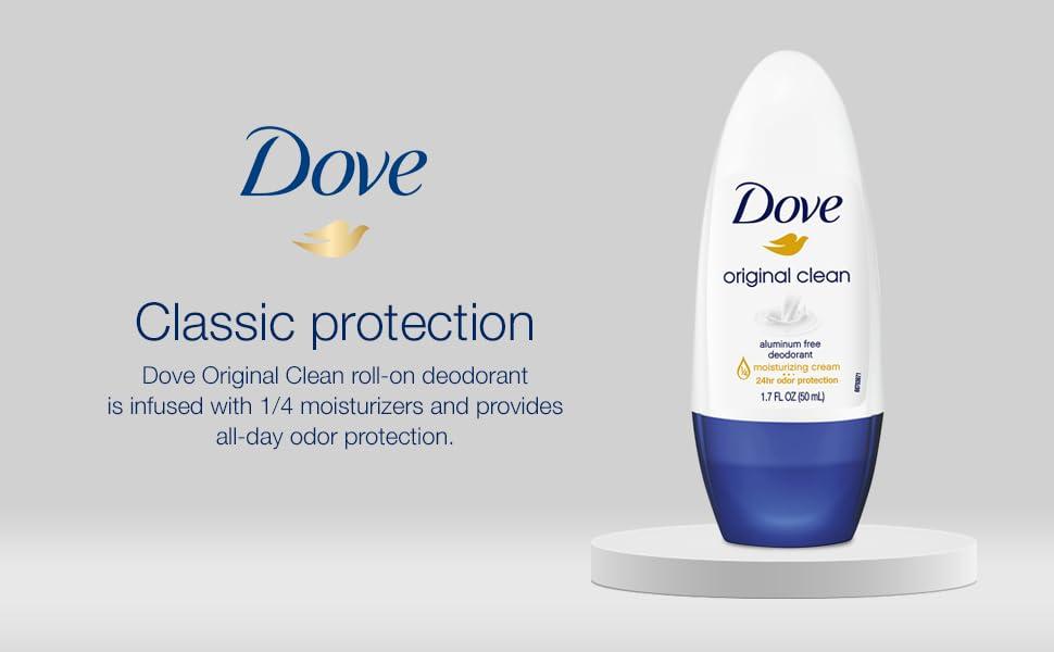 Dove Original Clean Roll On Deodorant, Aluminum Free, All Day Odor Protection, 4-Pack, 1.7 FL Oz Each, 4 Bottles - Image 7