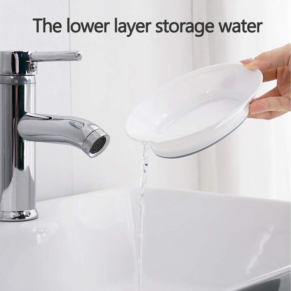 WYOK 2-Pack Soap Dish with Drain Plastic Sponge Holder Easy Cleaning Soap Saver Tray Caddy Keep Dry Stop Mushy for Shower Bathroom Kitchen(Grey) - Image 5