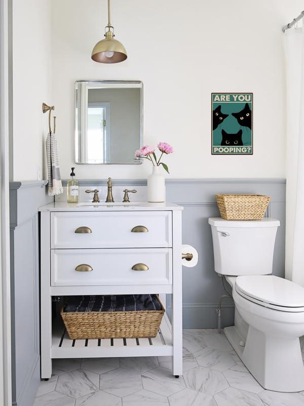 Funny Black Cat Wall Art - "Are You Pooping?" Vintage Bathroom Decor Poster - Retro Gothic Home Decor for Apartment or House, 8 x 12 Inch (918) - Image 6