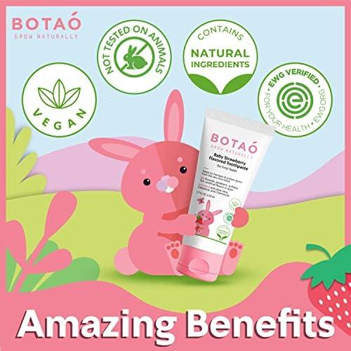 BOTAO Fluoride Free Toddler Toothpaste | Strawberry Flavored - Training Toothpaste for Toddlers | EWG Verified, Vegan, SLS Free, Safe to Swallow, Aloe Vera (2Pack) - Image 6