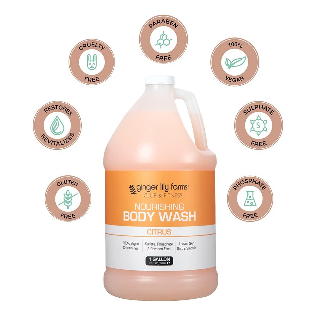 Ginger Lily Farms Club & Fitness Nourishing Body Wash, 100% Vegan & Cruelty-Free, Bath & Shower Gel for Men and Women, Citrus Scent, 1 Gallon (128 fl. oz.) Refill - Image 4