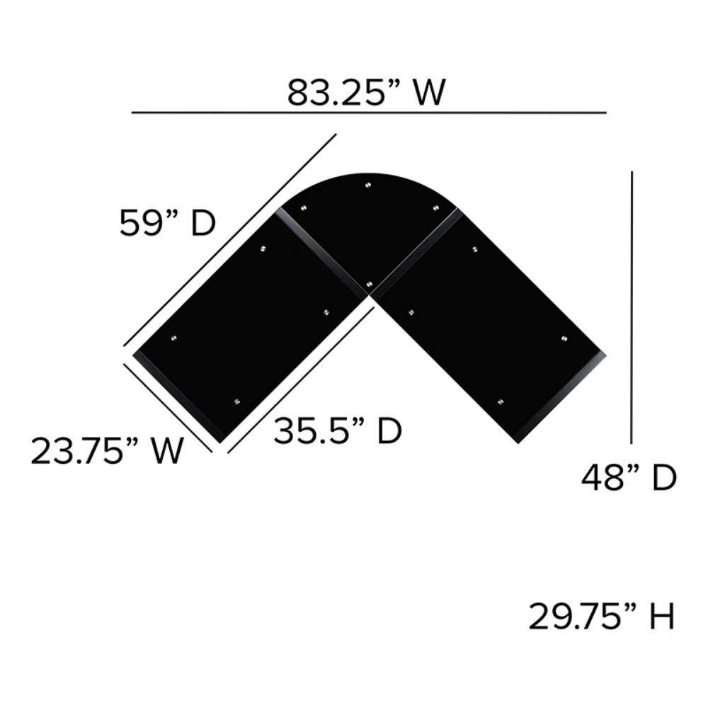 Flash Furniture Jude Black Glass L-Shape Corner Computer Desk with Pull-Out Keyboard Tray - Image 3