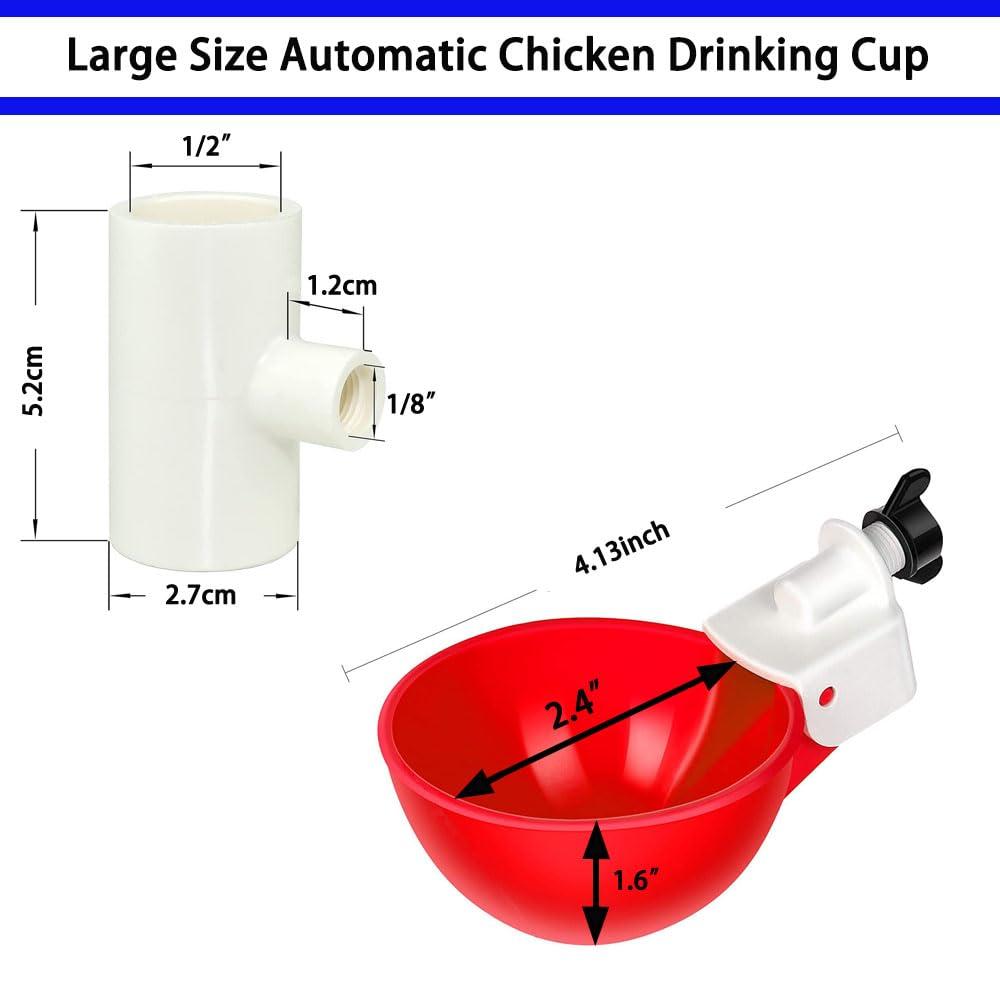 Complete Set Pipeline Automatic Chicken Watering System, 1/2" PVC Tee Fittings & PVC Pipe & Garden Hose, Chicken Water Cups, Poultry Waterer, Automatic Chicken Waterer, Chicken Nipple Waterer - Image 4