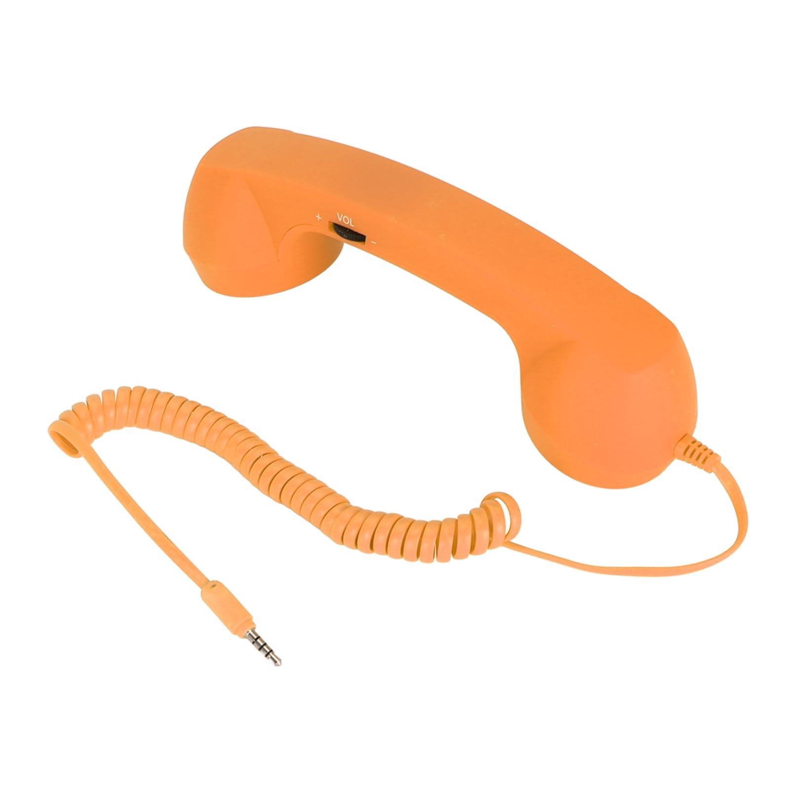 Retro Telephone Handset, 3.5mm Cell Phone Receiver Mic, Microphone Speaker Vintage Retro Telephone Handset for Smartphone (Orange) - Image 9